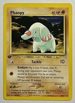 Phanphy 43/111 (LP) 1st Edition Common Neo Genesis 2002 WOTC Pokemon Card - Image 1