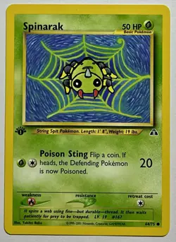 Spinarak 64/75 (NM) 1st Edition Common Neo Discovery 2002 WOTC Pokemon Card - Image 1