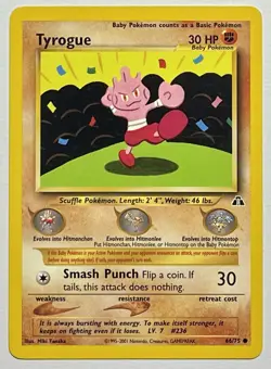 Tyrogue 66/75 (LP) Unlimited Common Neo Discovery 2002 WOTC Pokemon Card - Image 1