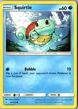 Squirtle 33/214 Common SM - Unbroken Bonds LP Pokemon Card - Image 1