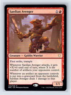 Sardian Avenger #23 Rare Regular MTG 2022 Commander: The Brothers' War (BRC) - Image 1