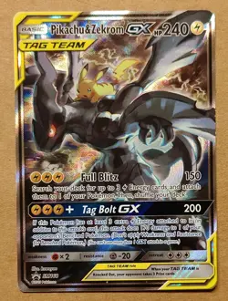 Pokemon Pikachu & Zekrom GX SM168 Promo TAG TEAM Holo 240 HP - Image 1