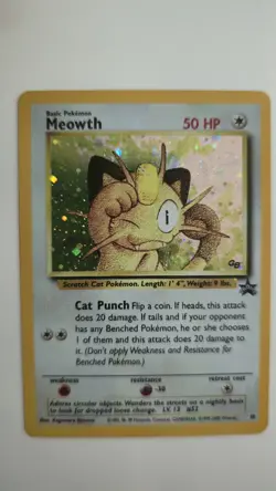 Pokemon Meowth #10 Black Star Promo Wizards Holo LP - Image 1