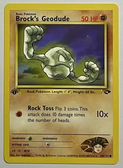 Brock’s Geodude 68/132 (NM) 1st Edition Common Gym Heroes 2002 WOTC Pokemon - Image 1