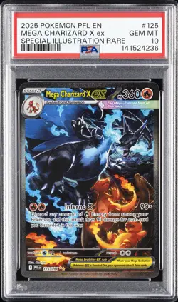 2025 POKEMON PFL EN-PHANTASMAL FLAMES #125 MEGA CHARIZARD X EX PSA 10 - Image 1