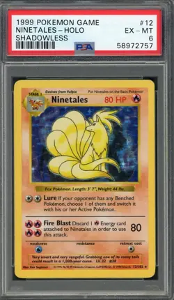PSA 6 Ninetales "Black Flame" (Shadowless) Base Set 12/102 Holo Pokemon Card B27 - Image 1