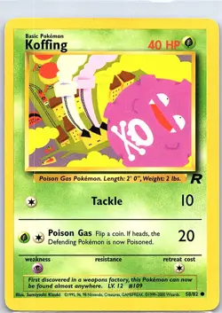 Koffing 58/82 Non Holo Team Rocket - Pokemon Card - NM - Image 1