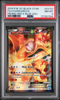 2016 POKEMON XY PROMO RED & BLUE COLLECTION FULL ART/CHARIZARD EX PSA 8 - Image 1
