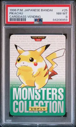 Pikachu Pokemon 1996 Carddass Vending Green Japanese 025 PSA 8 - Image 1