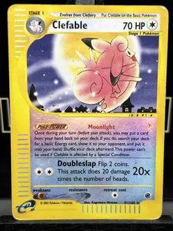 2002 Pokemon CLEFABLE Expedition REVERSE HOLO Foil Rare eReader Card 41/165 MP - Image 3
