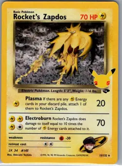 Rocket's Zapdos 15/132 Celebrations: Classic Collection - Pokemon Card - NM - Image 1