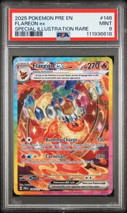 Flareon ex 146 Special Illustration Rare PSA MINT 9 Pokemon Prismatic Evolutions - Image 1