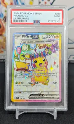 Pikachu ex - Pokemon TCG - Surging Sparks SSP EN - Ultra Rare #219 - PSA 9 - Image 1