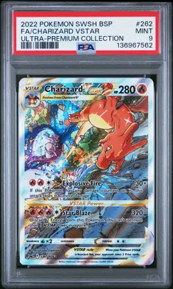 2022 POKEMON SWSH BLACK STAR PROMO #262 FULL ART/CHARIZARD VSTAR PSA 9 - Image 1