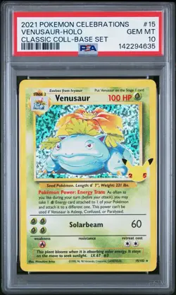 2021 Pokemon Celebrations Classic Coll #15 Venusaur Holo PSA 10 GEM MINT - Image 1
