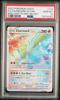 2022 Pokemon Sword & Shield Brilliant Stars Charizard VSTAR PSA 10 - Image 1