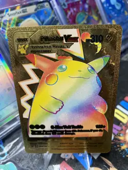 POKEMON Gold Pikachu VMAX RAINBOW FAN ART 044/185 - Image 1