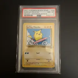 2001 POKEMON PROMO BLACK STAR POKEMON LEAGUE #28 SURFING PIKACHU PSA 8 - Image 1