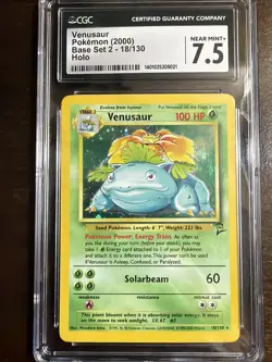 ✨ CGC 7.5 NM+ Venusaur Holo 18/130 Base Set 2 2000 🌺 Pokemon TCG - Image 1