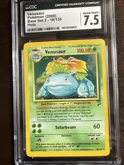 ✨ CGC 7.5 NM+ Venusaur Holo 18/130 Base Set 2 2000 🌺 Pokemon TCG - Image 3