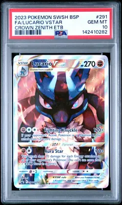 2023 POKEMON SWSH BLACK STAR PROMO #291 FULL ART/LUCARIO VSTAR PSA 10 - Image 1