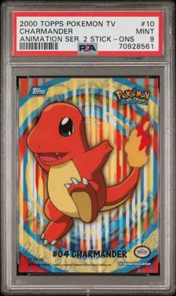 PSA 9 2000 Topps Pokemon TV Animation Series 2 Stick-Ons #10 Charmander Pop35 - Image 1