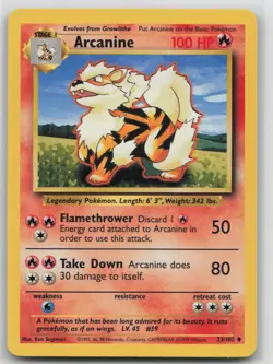 Pokemon Card Arcanine Uncommon Base Set 023/102 - Image 1