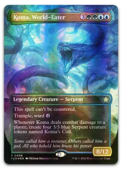 Koma, World-Eater (Borderless) (Mana Foil) #408 (NM) Foundations FDN Magic MTG - Image 1