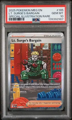 Pokemon Mega Evolution Lt. Surge's Bargain SIR 185/132 PSA 10 - Image 1