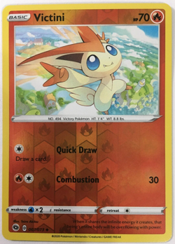 POKEMON VICTINI 007/073 CHAMPION'S PATH UNCOMMON REVERSE HOLO NEAR MINT - Image 1