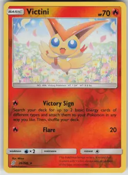 Pokemon TCG Victini Holo Rare Reverse Holo SM - Unified Minds 26/236 - Image 1