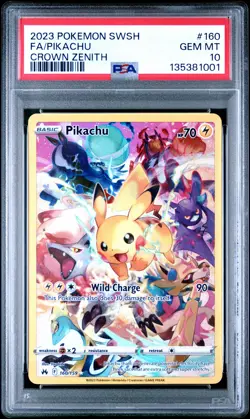 2023 POKEMON SWORD & SHIELD CROWN ZENITH #160 FULL ART/PIKACHU PSA 10 - Image 1
