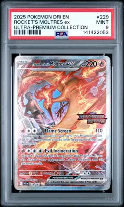 2025 POKEMON DRI EN-DESTINED RIVALS #229 TEAM ROCKET'S MOLTRES EX PSA 9 - Image 1