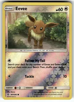 Eevee 167/236 SM - Cosmic Eclipse LP Pokemon Card TCG - Image 1