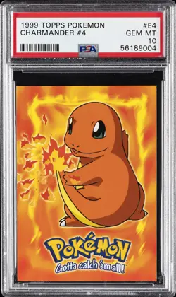 1999 TOPPS POKEMON THE MOVIE EDT #E4 CHARMANDER #4 PSA 10 - Image 1