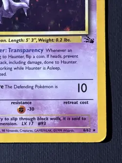 Pokemon TCG Haunter Fossil 6/62 Holo 1999-2000 Wizards Base Set Copyright... - Image 4