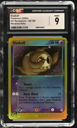 CGC 9 MINT Duskull 2003 EX Sandstorm 62/100 Reverse Holo Pokemon Card - Image 1
