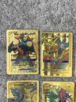 Set of 10 Tag Team Collection Charizard,Zapdos,Slowpoke++Gold Foil Fan Art Cards - Image 2