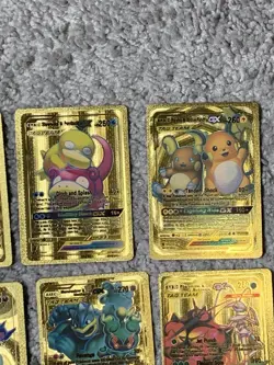 Set of 10 Tag Team Collection Charizard,Zapdos,Slowpoke++Gold Foil Fan Art Cards - Image 3