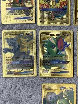 Set of 10 Tag Team Collection Charizard,Zapdos,Slowpoke++Gold Foil Fan Art Cards - Image 4