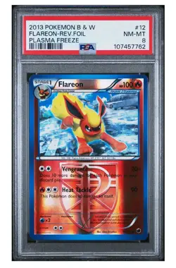 2013 POKEMON BLACK & WHITE PLASMA FREEZEFLAREON-REVERSE FOIL 12 PSA 8 - Image 1