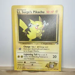 Pokemon TCG Lt. Surge's Pikachu Gym Heroes 81/132 Unlimited Common LP - Image 1