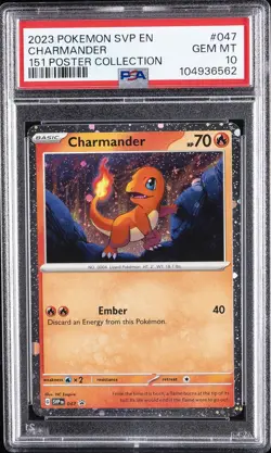 2023 POKEMON SVP EN-SV BLACK STAR PROMO 151 POSTER COLL #047 CHARMANDER PSA 10 - Image 1
