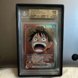 Bandai One Piece CCG Monkey.D.Luffy Leader OP13-001 Alt Art Beckett 10 - Image 1
