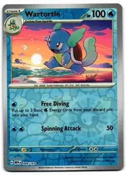 Wartortle 008/165 - 151 Uncommon Pokemon TCG Reverse Holo - M/LP Card - Image 1