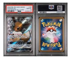 2019 POKEMON SUN & MOON TAG TEAM GX ALL STARS FULL ART/EEVEE GX 187 PSA 10 JPN - Image 1