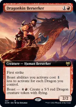 1x Dragonkin Berserker ~ Extended Art - Foil NM-Mint, English Kaldheim MTG Magic - Image 1