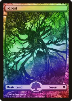 Forest (249) FOIL Zendikar NM Basic Land Extended / Full Art MTG CARD ABUGames - Image 1