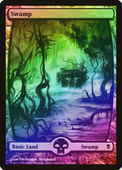 Swamp (240) FOIL Zendikar NM Basic Land Extended / Full Art MTG CARD ABUGames - Image 1