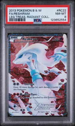 2013 Pokemon Reshiram Full Art Holo Legendary Treasures RC22/RC25 PSA 8 NM-MT - Image 1
